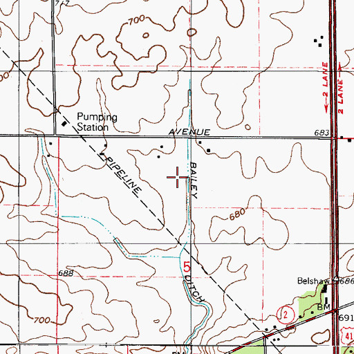 Topographic Map of Township of West Creek, IN