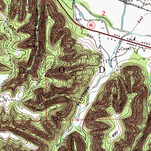 Topographic Map of Township of Wood, IN