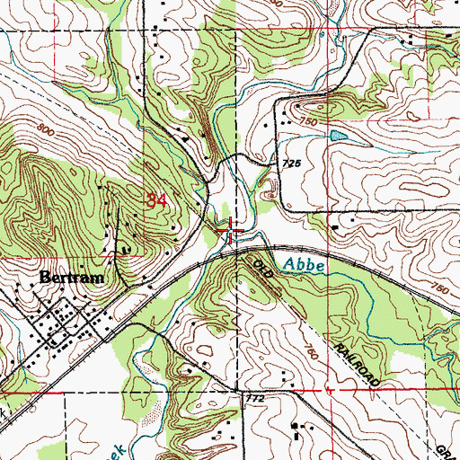 Topographic Map of Abbe Creek, IA