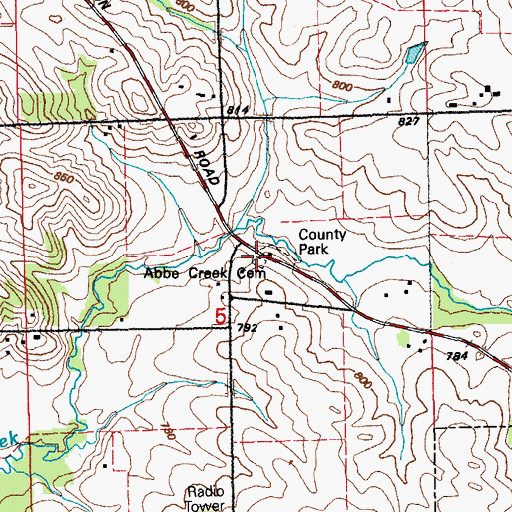 Topographic Map of Abbe Creek Cemetery, IA