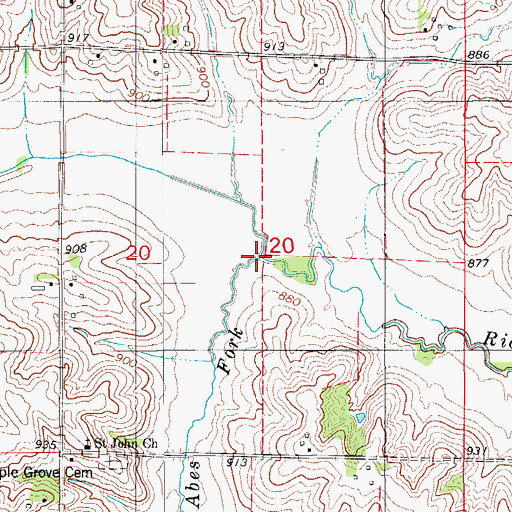 Topographic Map of Abes Fork, IA