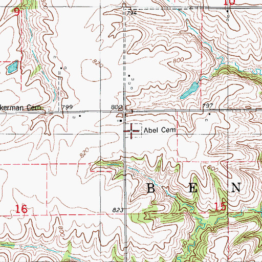 Topographic Map of Abel Cemetery, IA