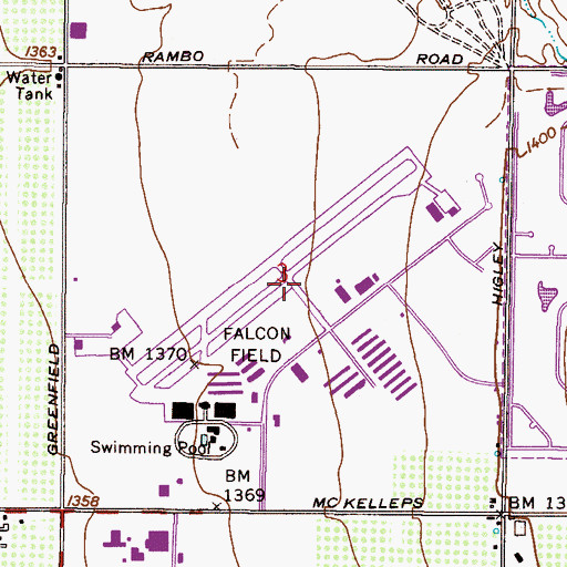 Topographic Map of Falcon Field, AZ