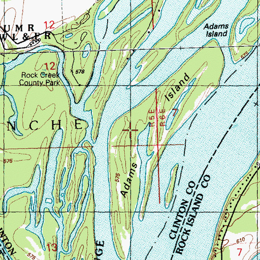 Topographic Map of Adams Island, IA