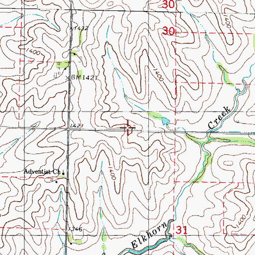 Topographic Map of Adventist Cemetery, IA