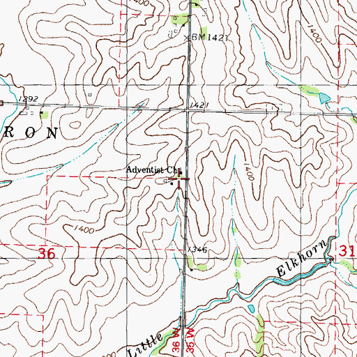 Topographic Map of Adventist Church, IA