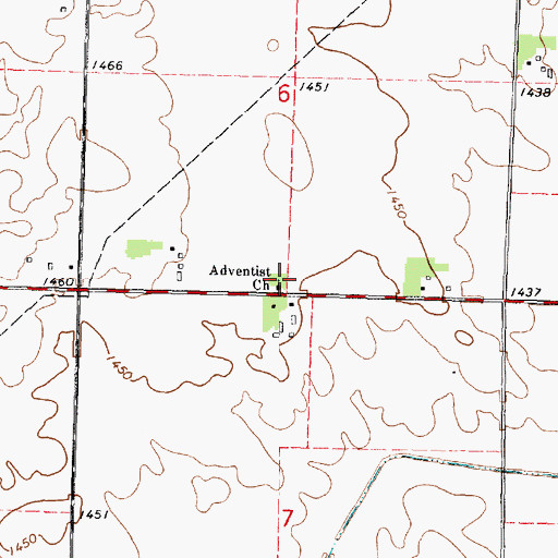 Topographic Map of Adventist Church, IA