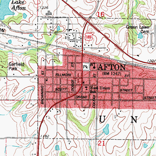Topographic Map of Afton, IA