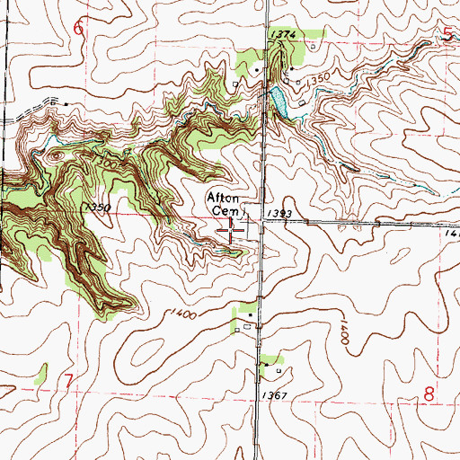 Topographic Map of Afton Cemetery, IA