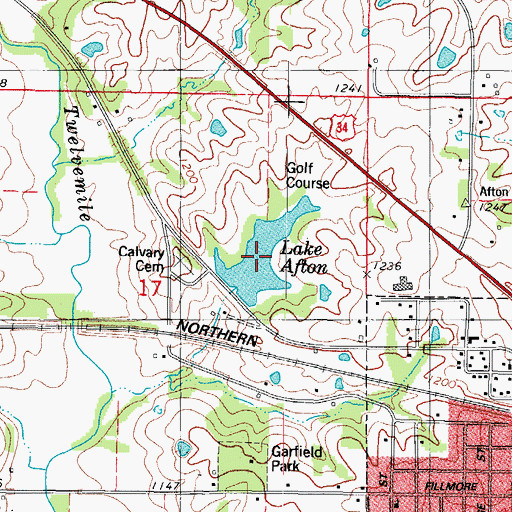 Topographic Map of Lake Afton, IA