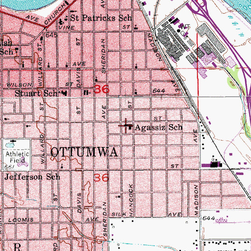 Topographic Map of Agassiz Elementary School, IA
