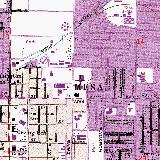 Topographic Map of Mesa Hospital Medical Center Heliport, AZ