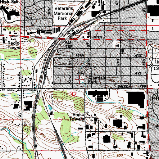 Topographic Map of Alandale Park, IA