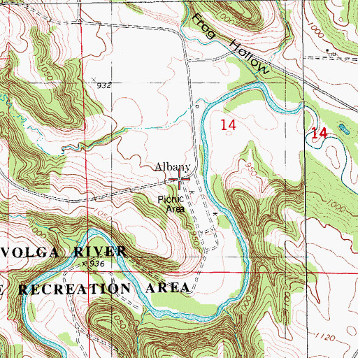 Topographic Map of Albany, IA