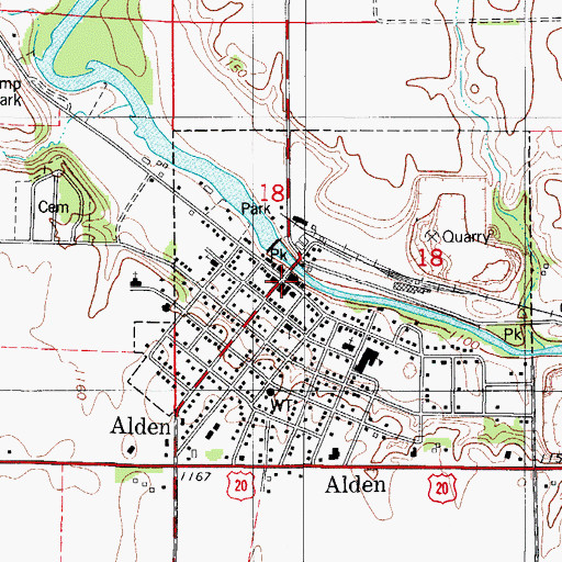Topographic Map of Alden, IA
