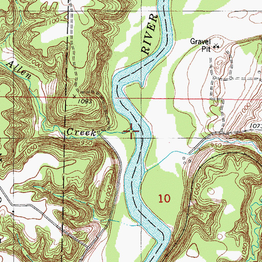Topographic Map of Allen Creek, IA