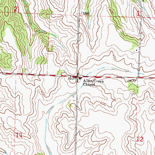 Topographic Map of Allen Creek Chapel, IA
