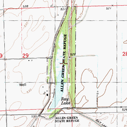Topographic Map of Allen Green Refuge, IA