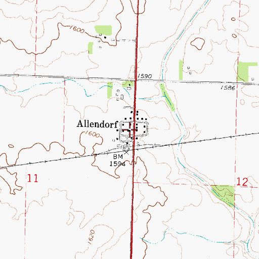 Topographic Map of Allendorf, IA