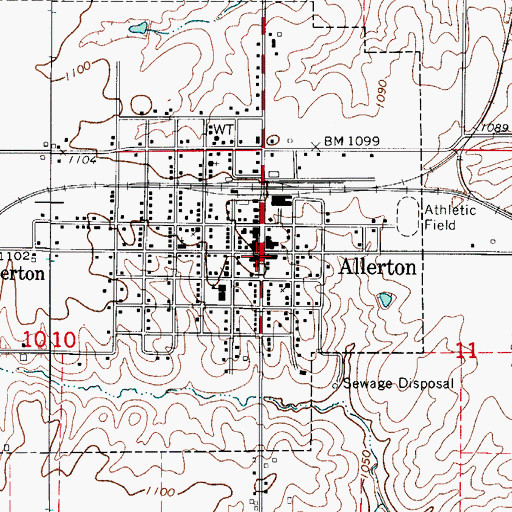 Topographic Map of Allerton, IA