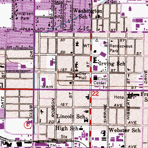 Topographic Map of 1st Street/Center Parking Garage Heliport, AZ