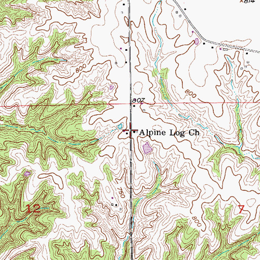 Topographic Map of Alpine Log Church, IA