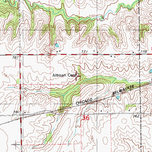 Topographic Map of Altman Cemetery, IA