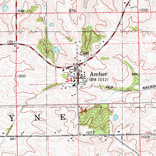 Topographic Map of Amber, IA
