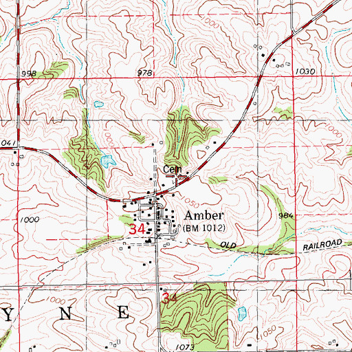 Topographic Map of Amber Cemetery, IA