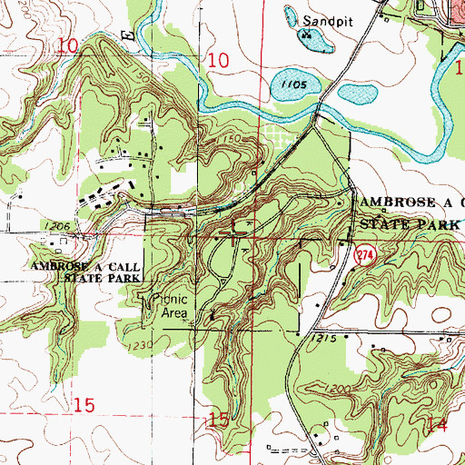 Topographic Map of Ambrose A Call State Park, IA