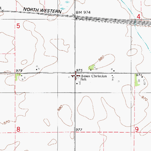 Topographic Map of Ames Christian School, IA