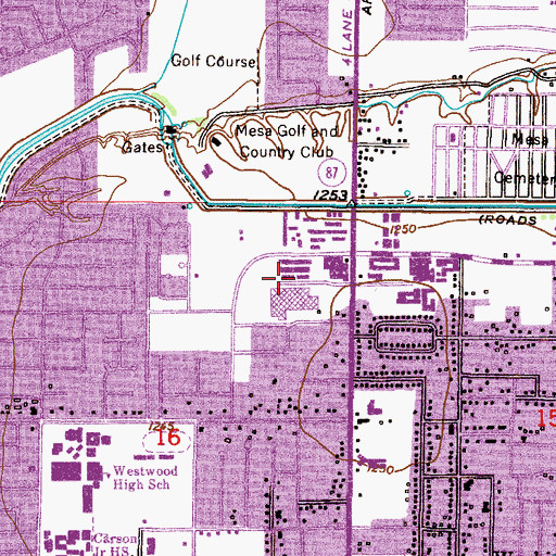 Topographic Map of Mesa Lutheran Hospital Heliport, AZ