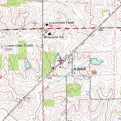 Topographic Map of Amish, IA