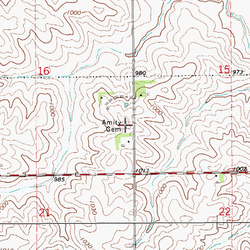 Topographic Map of Amity Cemetery, IA