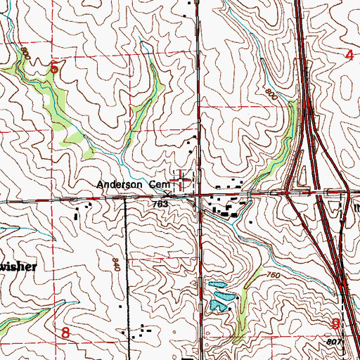 Topographic Map of Anderson Cemetery, IA