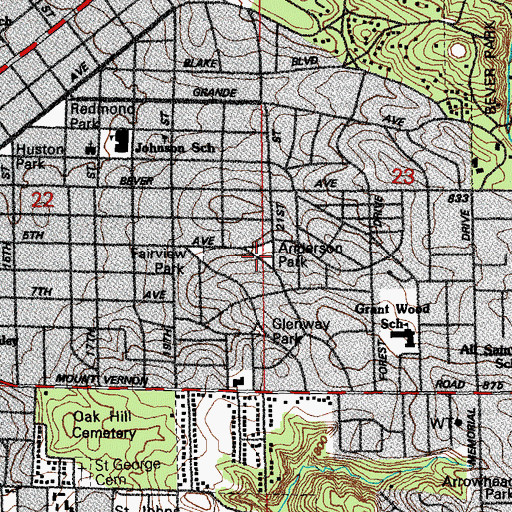 Topographic Map of Anderson Park, IA