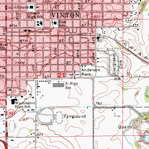 Topographic Map of Anderson Park, IA