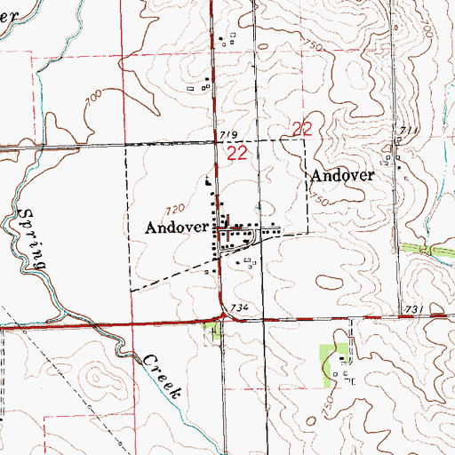 Topographic Map of Andover, IA