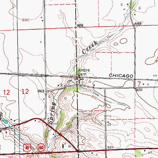 Topographic Map of Andre Cemetery, IA