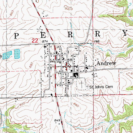 Topographic Map of Andrew, IA