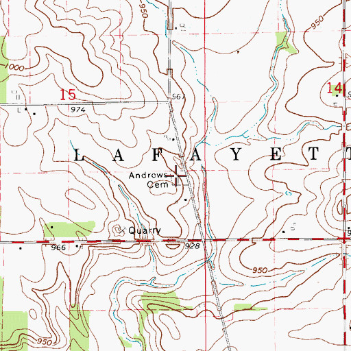 Topographic Map of Andrews Cemetery, IA