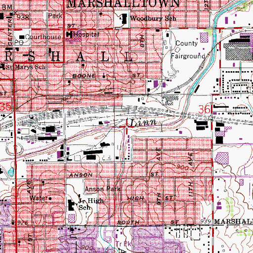 Topographic Map of Anson Creek, IA