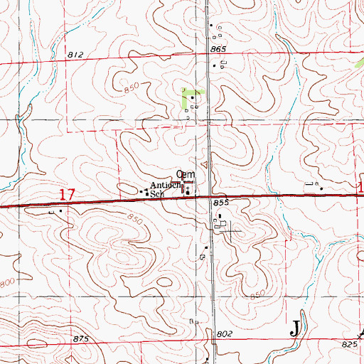 Topographic Map of Antioch Church, IA
