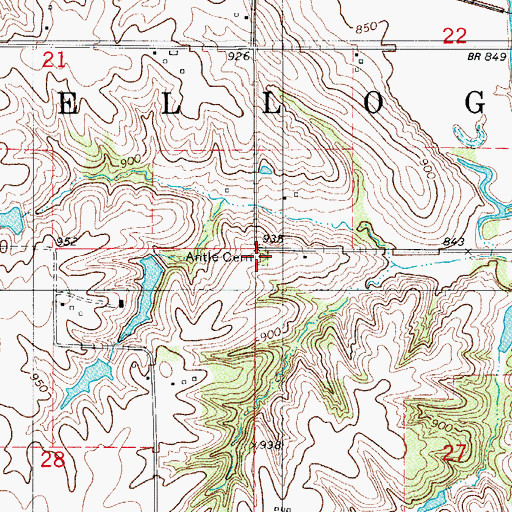 Topographic Map of Antle Cemetery, IA