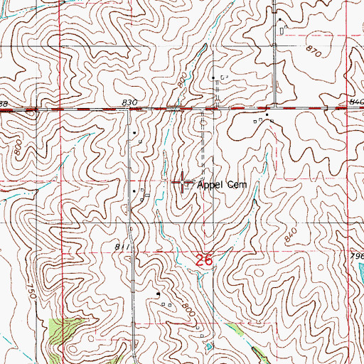 Topographic Map of Appel Cemetery, IA