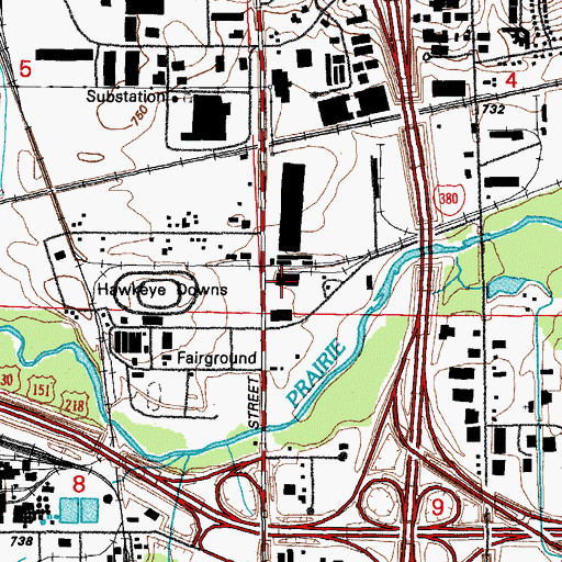 Topographic Map of Area 10 College, IA