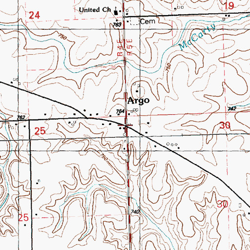 Topographic Map of Argo, IA