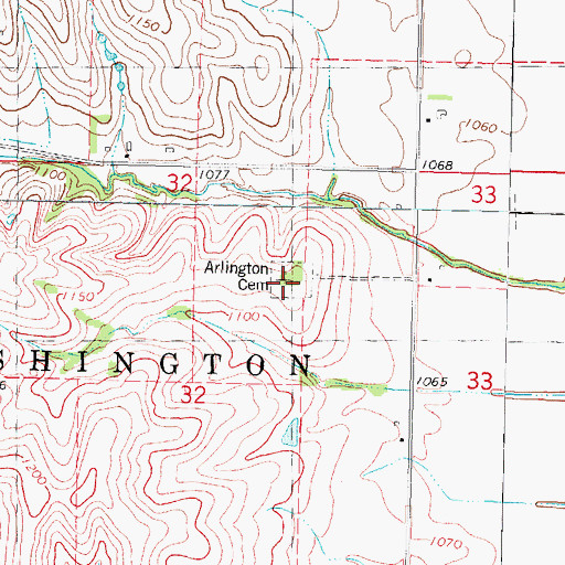 Topographic Map of Arlington Cemetery, IA
