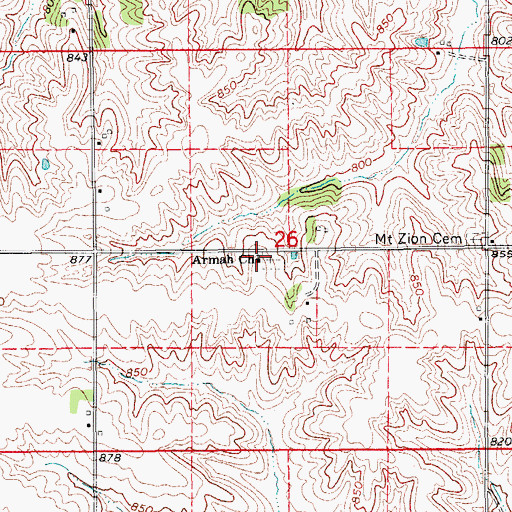 Topographic Map of Armah Church, IA