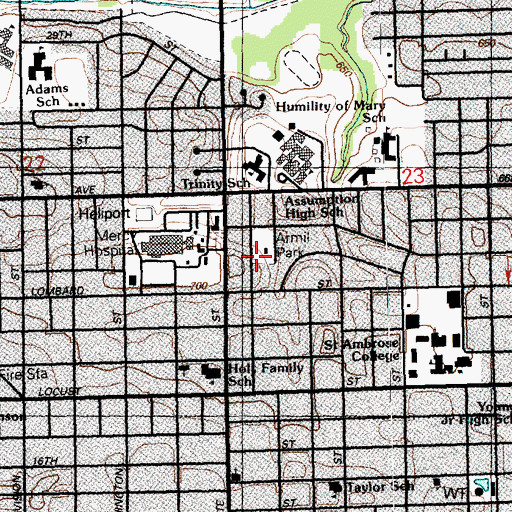 Topographic Map of Glen Armil Park, IA
